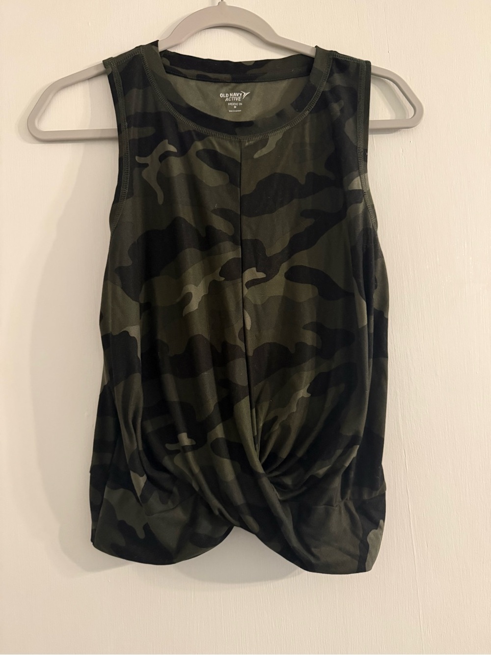 Old Navy Olive Camo Twist Hem Tank
